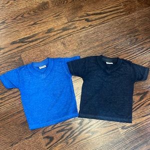 Two Mish Boy Shirts, Dark and Royal Blue, 12 months (157)